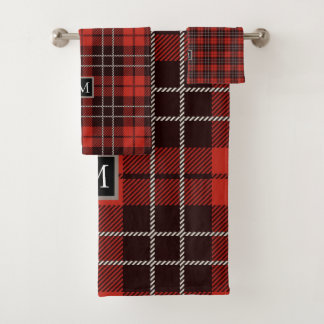 Buffalo Plaid Christmas Red White Black Pattern Bath Towel Set