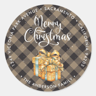 Buffalo Plaid Christmas Return Address Labels