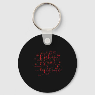 Buffalo Plaid Christmas Song Baby It's Cold Outsid Key Ring