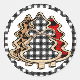 Buffalo Plaid Christmas Tree Classic Round Sticker