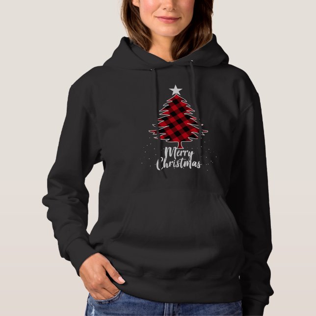 Buffalo Plaid Christmas Tree Hoodie (Front)