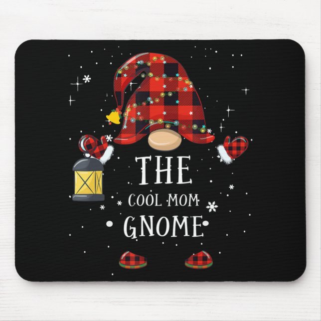 Buffalo Plaid Christmas Tree Light Mum Gnome  Mouse Mat (Front)