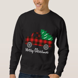 Buffalo Plaid Christmas Tree Red Truck Sweatshirt