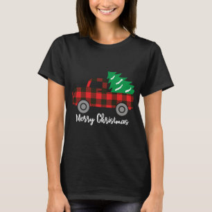 Buffalo Plaid Christmas Tree Red Truck T-Shirt