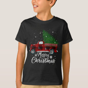 Buffalo Plaid Christmas Tree Red Truck Vintage Cos T-Shirt