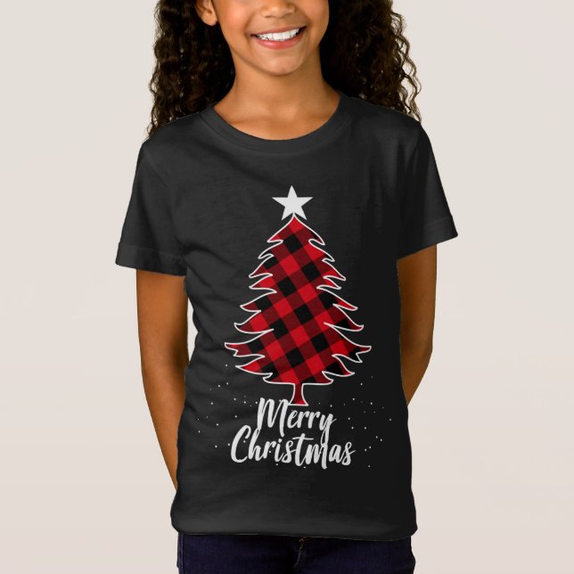 Buffalo Plaid Christmas Tree T-Shirt (Front)