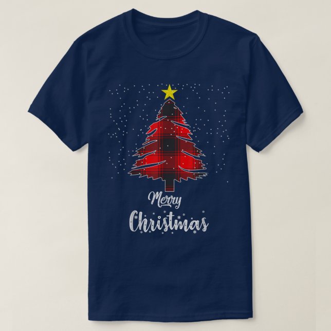 Buffalo Plaid Christmas Tree Tee for Mom Dad and K (Design Front)