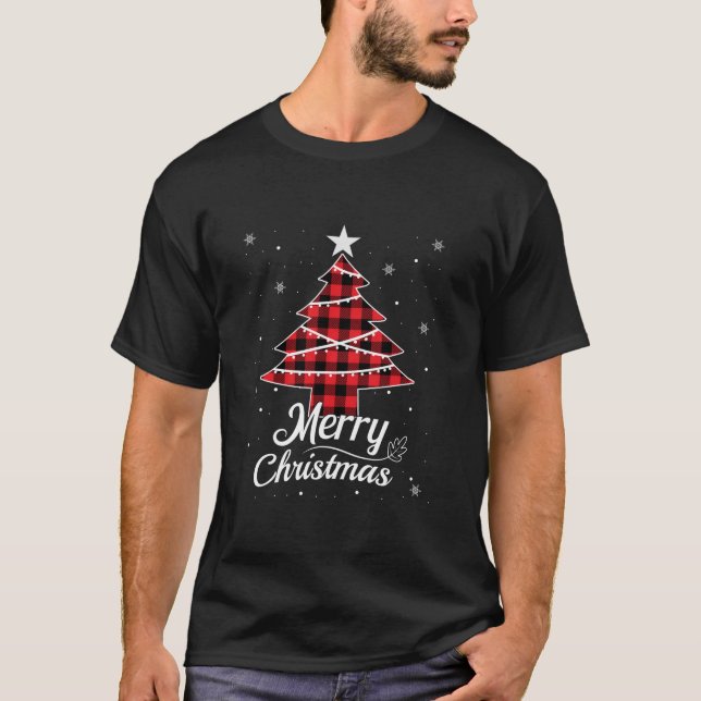 Buffalo Plaid Christmas Tree Tee for Mum Dad and K (Front)