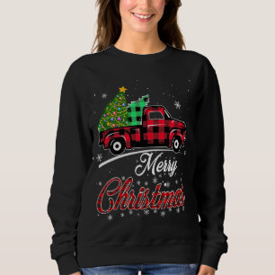 Buffalo Plaid Christmas Tree Vintage Red Truck Xma Sweatshirt