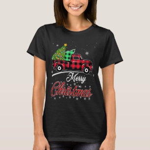 Buffalo Plaid Christmas Tree Vintage Red Truck Xma T-Shirt