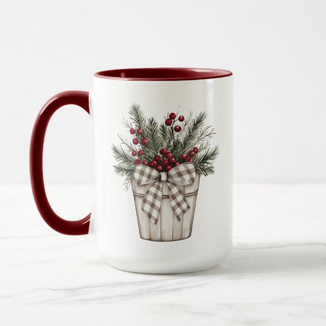 Buffalo Plaid  Country Christmas Personalised Mug (Left)