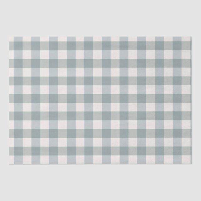 Buffalo Plaid Country Farmhouse Green White Tissue Paper (Front)