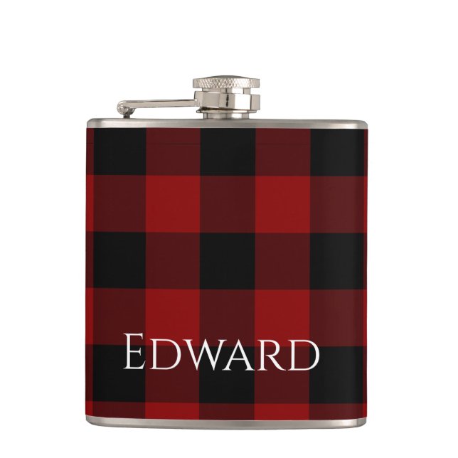 Buffalo Plaid Custom Hip Flask (Front)