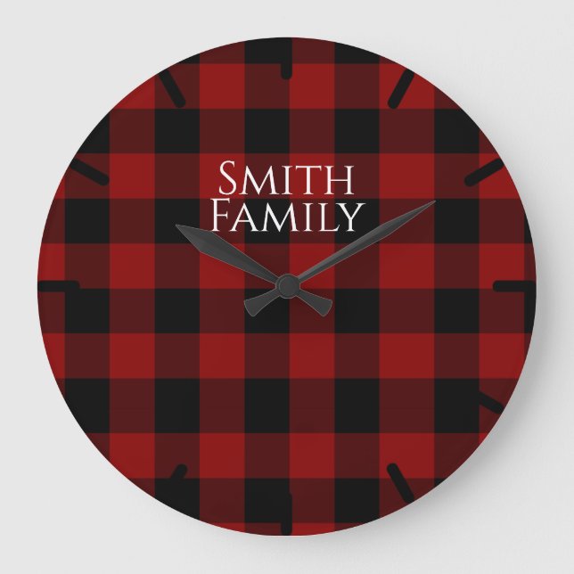 Buffalo Plaid Custom Large Clock (Front)