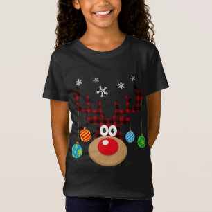 Buffalo Plaid Cute Reindeer - Christmas Ornaments T-Shirt
