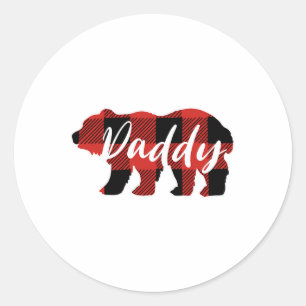 Buffalo Plaid Daddy Bear Fathers Day Gifts Classic Round Sticker