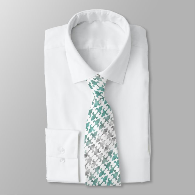 Buffalo Plaid Damask Mint Green Ombre Shade Fleur Tie (Tied)