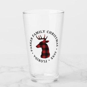 Buffalo Plaid Deer Christmas Pint Glass