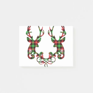 Buffalo Plaid Deer Deer Christmas Antlers Holiday Post-it Notes