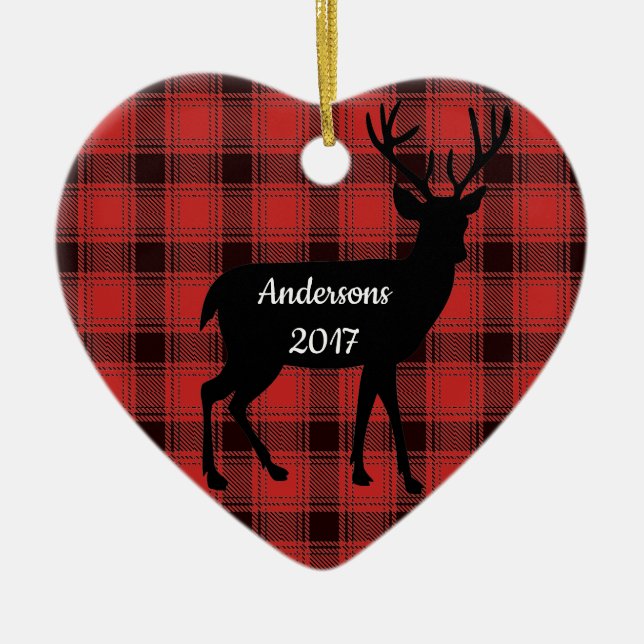 Buffalo Plaid Deer Design Ornament (Front)
