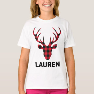 Buffalo Plaid Deer Head Family T-Shirt