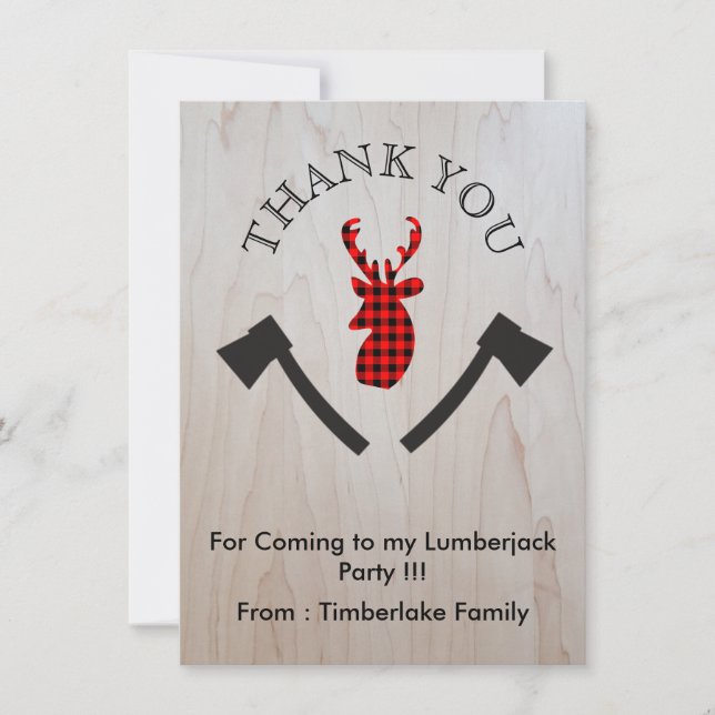 Buffalo Plaid Deer Head Thank You Card (Front)
