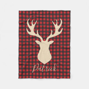 Buffalo plaid deer personalised blanket