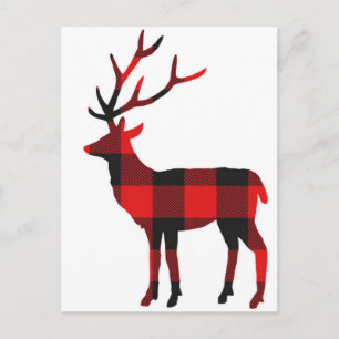 Buffalo Plaid Deer   Postcard