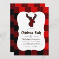 Buffalo Plaid Deer Scrapbook Motif Christmas Party