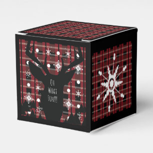 Buffalo Plaid Deer Snowflakes Christmas Party Favour Box