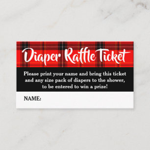 Buffalo Plaid Diaper Raffle Ticket Baby Shower Enclosure Card