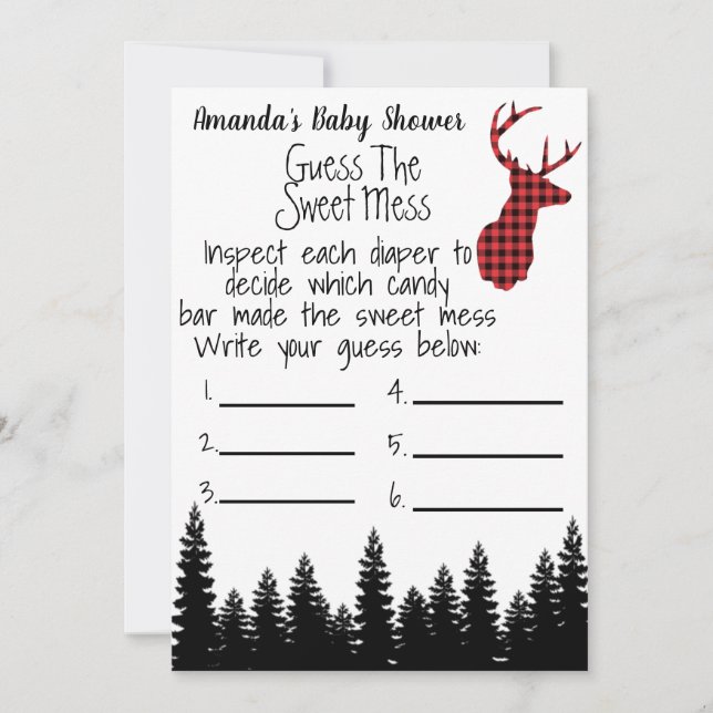 Buffalo Plaid Dirty Diaper Baby Shower Game Invitation (Front)