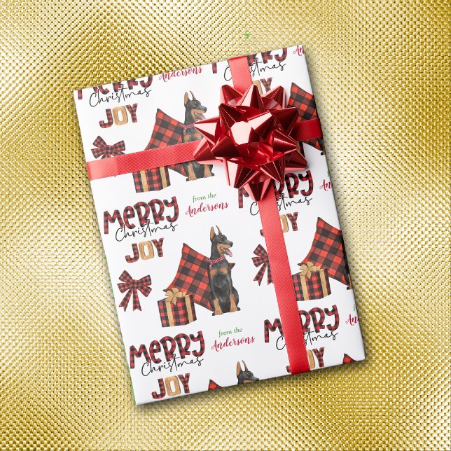 Buffalo Plaid Doberman Pinscher Dog Christmas Wrapping Paper (Creator Uploaded)
