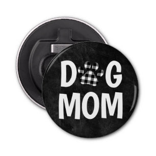 Buffalo Plaid DOG MOM Pawprint Bottle Opener