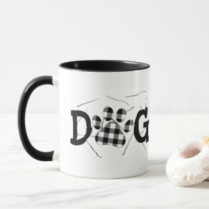 Buffalo Plaid Dog Mum Pawprints and Hair  Mug