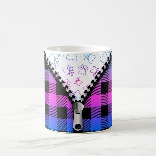 Buffalo Plaid Dog Paws  Coffee Mug (Center)