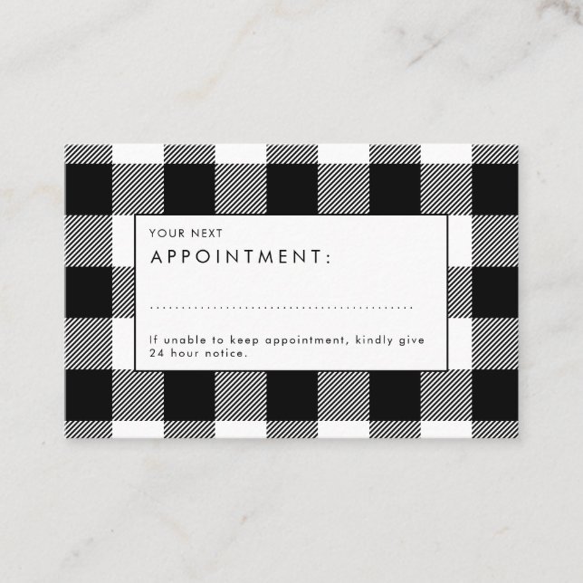 Buffalo Plaid Elegant Appointment Card (Front)