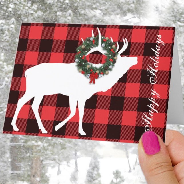 Buffalo Plaid Elk Silhouette Wreath Template (Creator Uploaded)