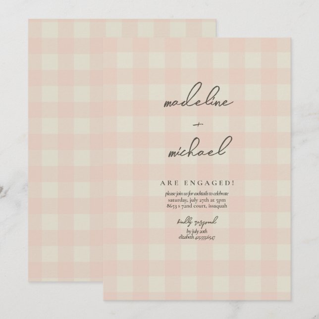 Buffalo Plaid Engagement Party Invitation (Front/Back)