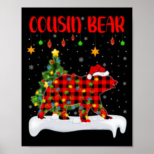 Buffalo Plaid Family Matching Cousin Bear Christma Poster