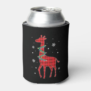 Buffalo Plaid Family Matching Giraffe Christmas Pa Can Cooler