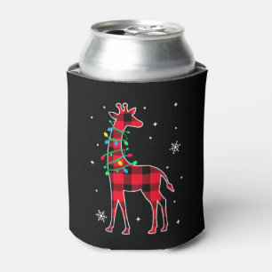 Buffalo Plaid Family Matching Giraffe Christmas Pa Can Cooler