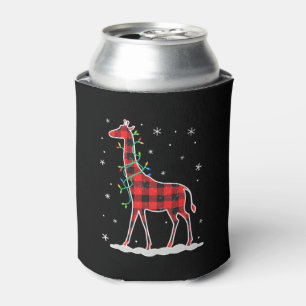 Buffalo Plaid Family Matching Giraffe Christmas Pa Can Cooler