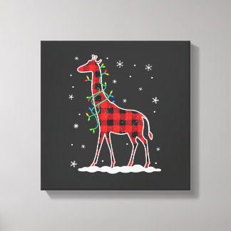 Buffalo Plaid Family Matching Giraffe Christmas Pa Canvas Print