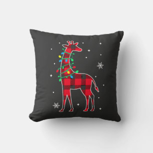 Buffalo Plaid Family Matching Giraffe Christmas Pa Cushion