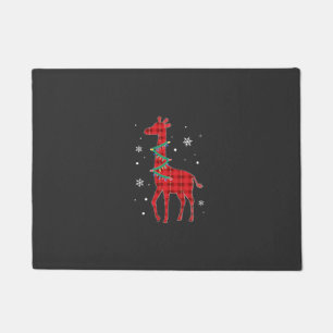 Buffalo Plaid Family Matching Giraffe Christmas Pa Doormat