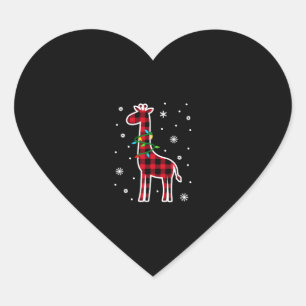 Buffalo Plaid Family Matching Giraffe Christmas Pa Heart Sticker