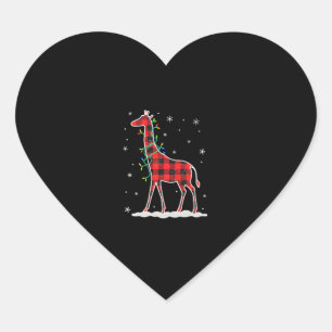 Buffalo Plaid Family Matching Giraffe Christmas Pa Heart Sticker