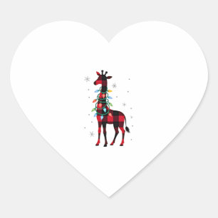 Buffalo Plaid Family Matching Giraffe Christmas Pa Heart Sticker