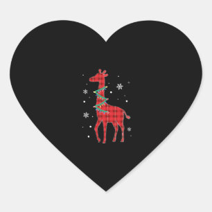 Buffalo Plaid Family Matching Giraffe Christmas Pa Heart Sticker